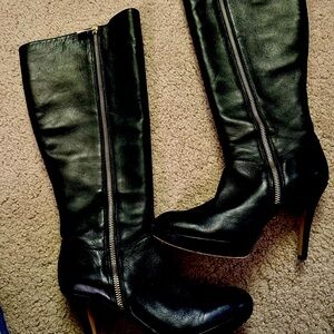 Vince Camuto black leather knee high boot. Size 7.. Barely A couple times.